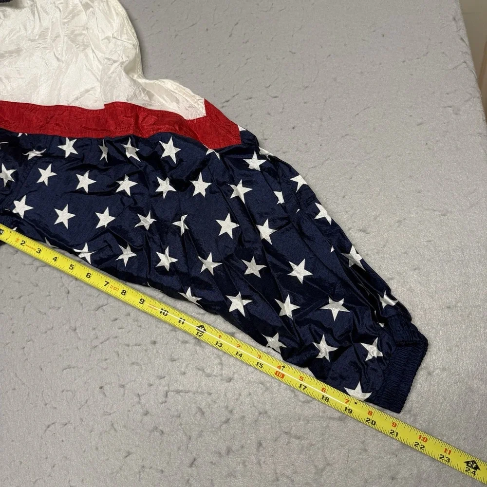 Vintage Solare Sporta Windbreaker Jacket American Flag Stars USA Mens XL Olympic - Picture 4 of 5
